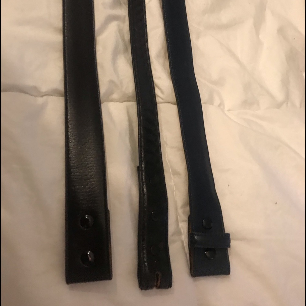 Leather belt for change and gold buckle